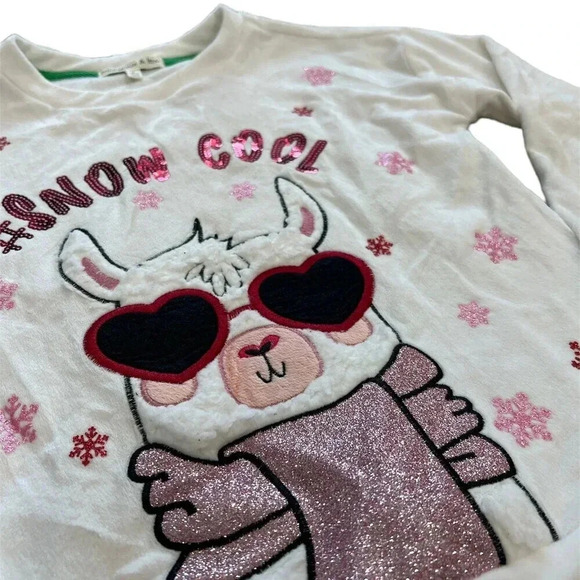 Margaux & Lexi White Cool Llama Fuzzy Sweater 10-12 - Picture 2 of 3